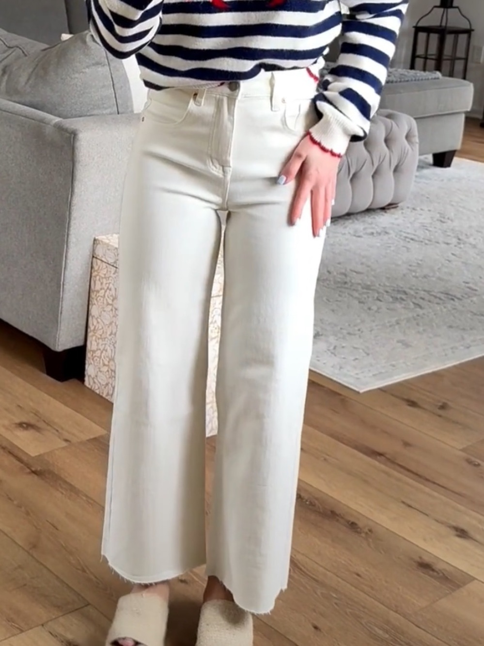 Women’s Just Black Denim High-Waist Wide-Leg Cream Jeans🚌